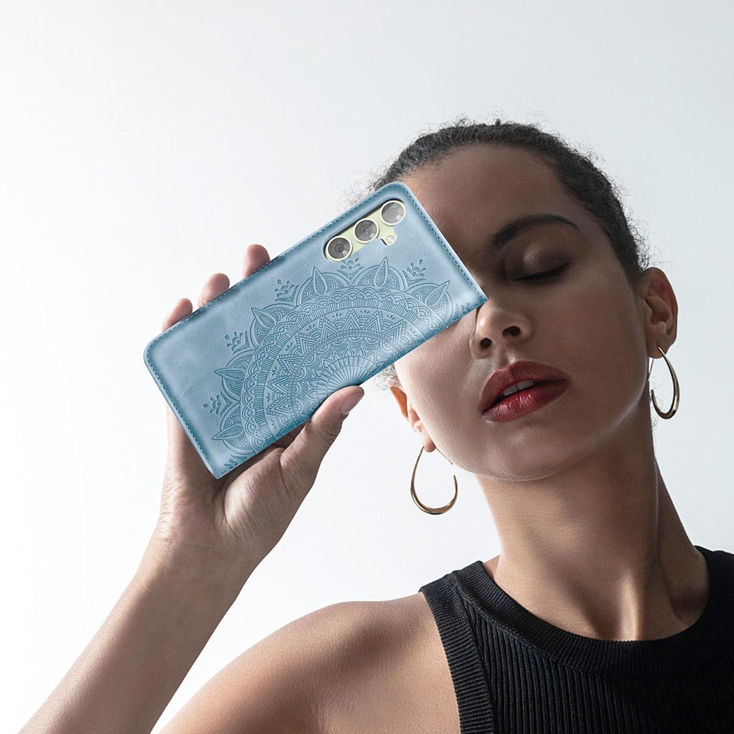 Samsung Galaxy A54 5G Leder Flip Wallet Hülle Blau Schutzhülle