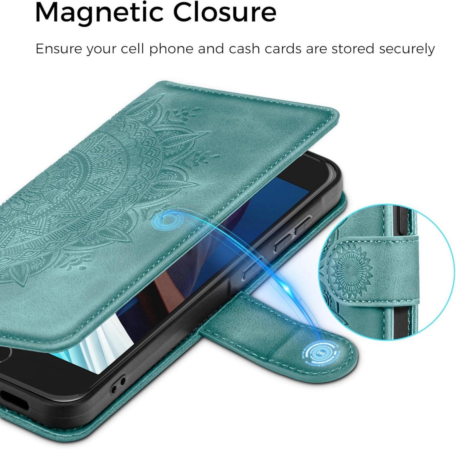 Handyhülle iPhone SE 2022/2020 iPhone 7/8 Leder Flip Hülle Grün