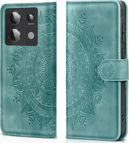 Handyhülle Xiaomi Redmi Note 13 Pro 5G Flip Wallet PU Leder Case Grün