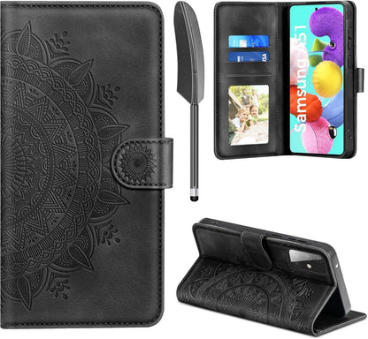 Samsung Galaxy A51 Lederhülle Flip Wallet Schwarz