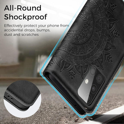 Samsung Galaxy A51 Lederhülle Wallet Case Schwarz Magnet Standfunktion