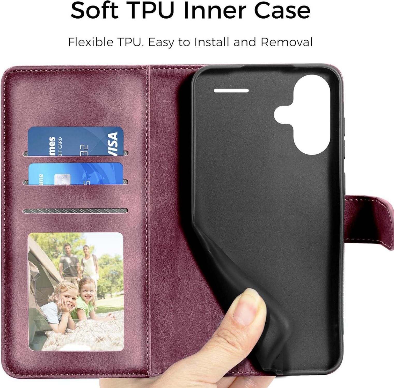 Redmi Note 13 Pro Plus 5G Flip Wallet Hülle Weinrot