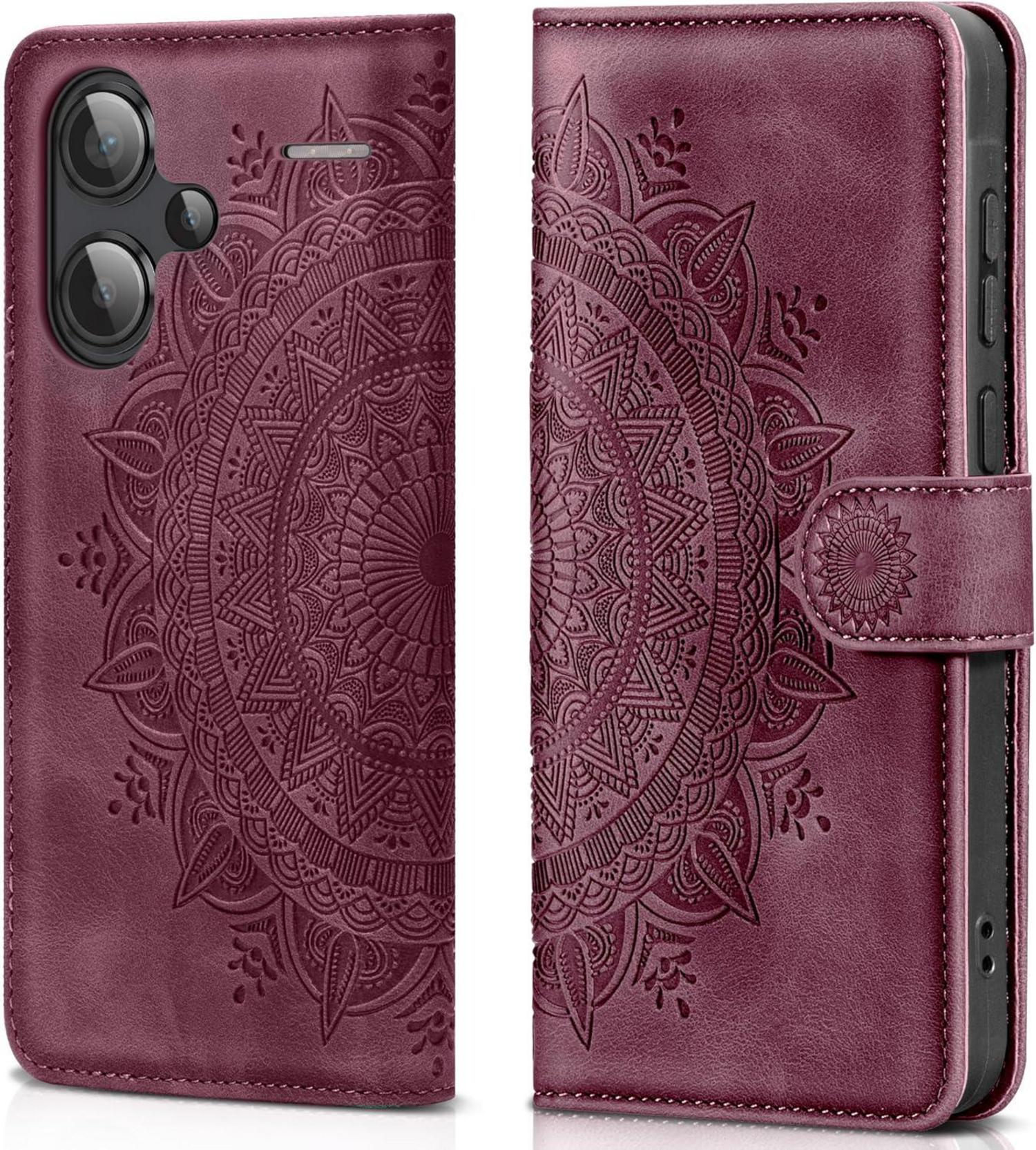 Handyhülle Xiaomi Redmi Note 13 Pro Plus 5G Flip Wallet Leder Case Weinrot
