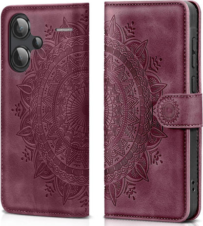 Handyhülle Xiaomi Redmi Note 13 Pro Plus 5G Flip Wallet Leder Case Weinrot