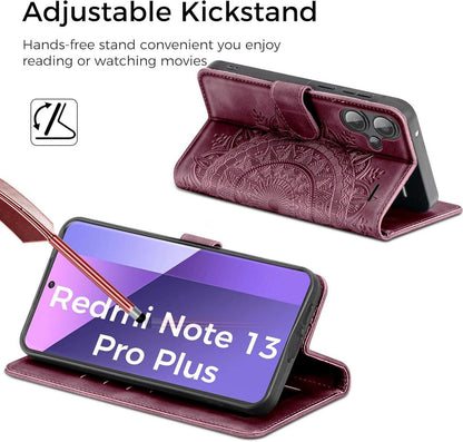 Redmi Note 13 Pro Plus 5G Flip Wallet Hülle Weinrot