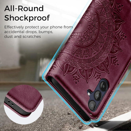 Samsung Galaxy A25 Hülle PU Leder Flip Wallet Schutzhülle Weinrot