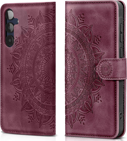 Samsung Galaxy A25 Lederhülle Flip Wallet Schutzhülle Weinrot