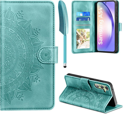 Samsung Galaxy A54 5G Lederhülle Flip Wallet Hülle Grün