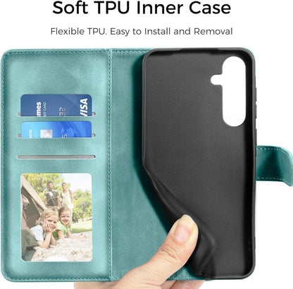 EASDNB Samsung Galaxy A54 5G Lederhülle Wallet Case Grün