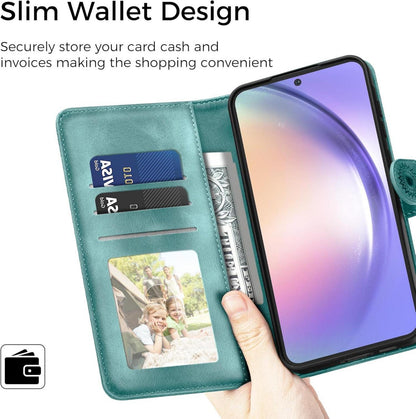 Samsung Galaxy A54 5G Lederhülle Flip Wallet Hülle Grün