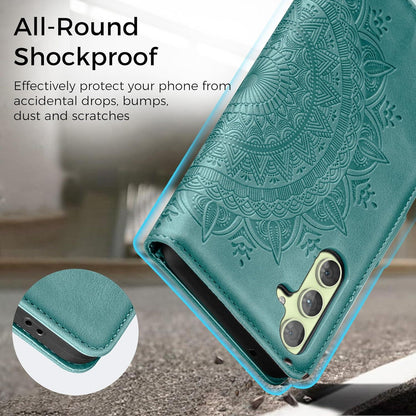 Samsung Galaxy A54 5G Lederhülle Wallet Case Grün Magnet Standfunktion
