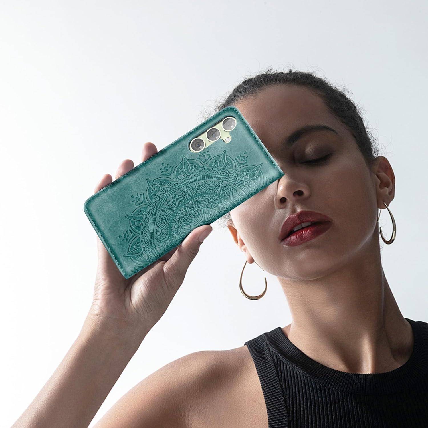 Samsung Galaxy A54 5G Leder Wallet Hülle Flip Case Stand Grün