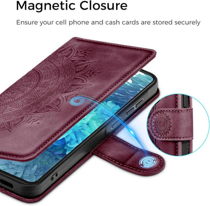 EASDNB Samsung Galaxy S20 FE Hülle Weinrot PU Leder Wallet Case