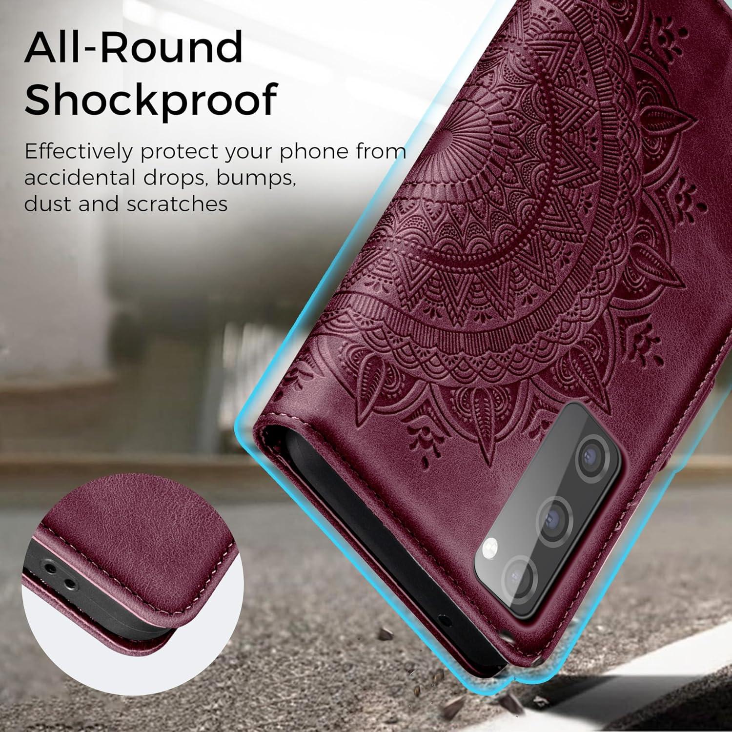Lederhülle Samsung Galaxy S20 FE Flip Wallet Weinrot Magnet Ständer