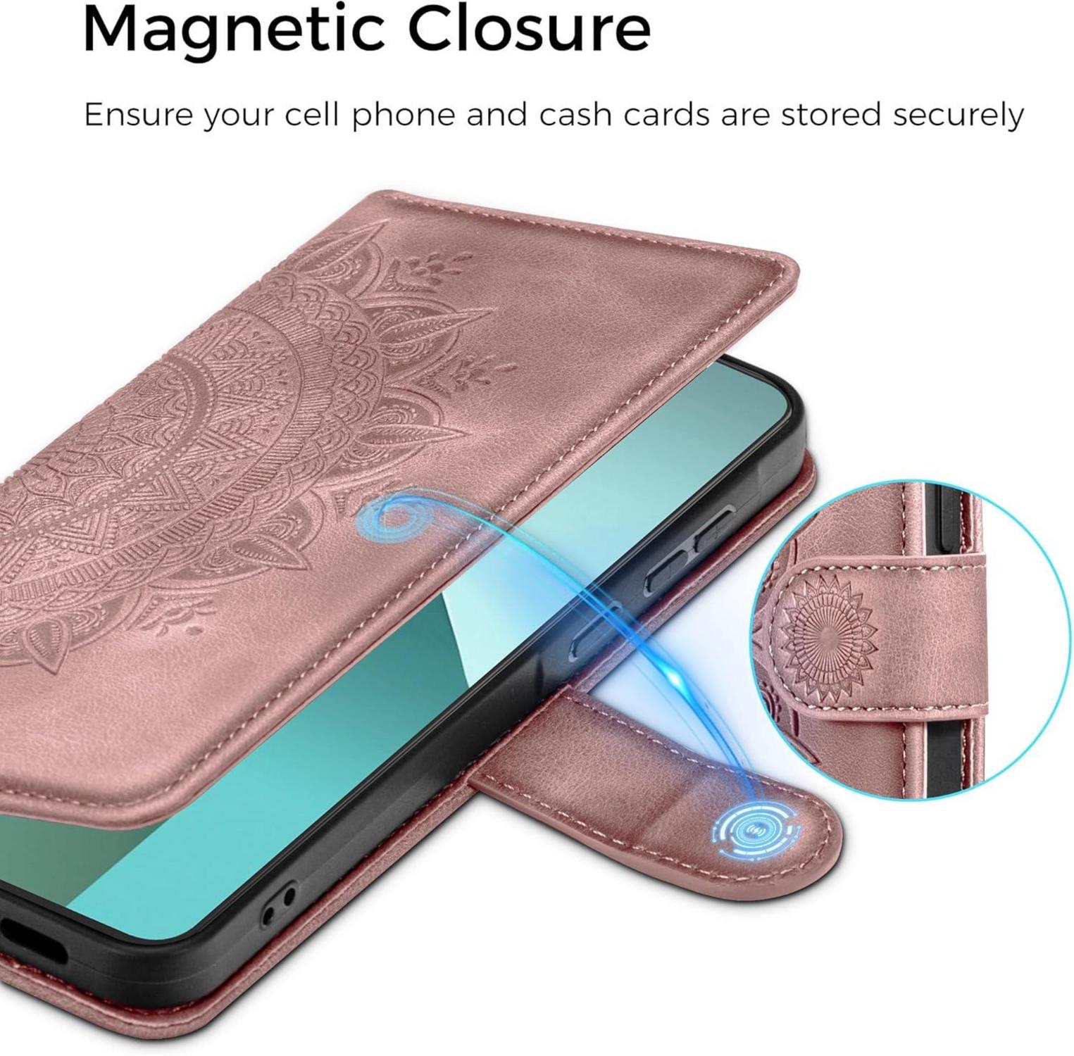 Xiaomi Redmi Note 13 Pro 5G Handyhülle Wallet Flip Case Rosa