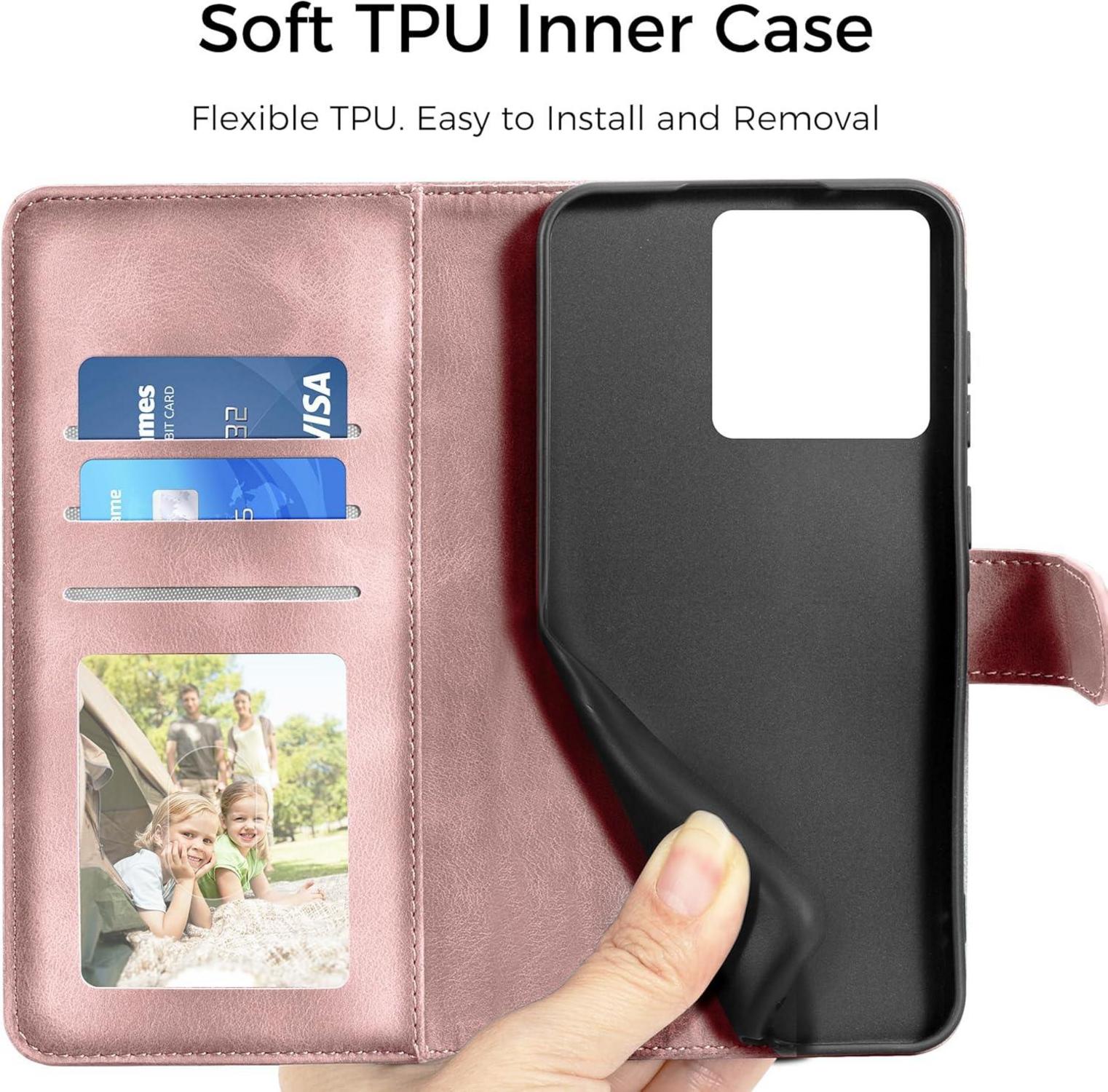Xiaomi Redmi Note 13 Pro 5G Handyhülle Flip Wallet Premium Leder Rosa