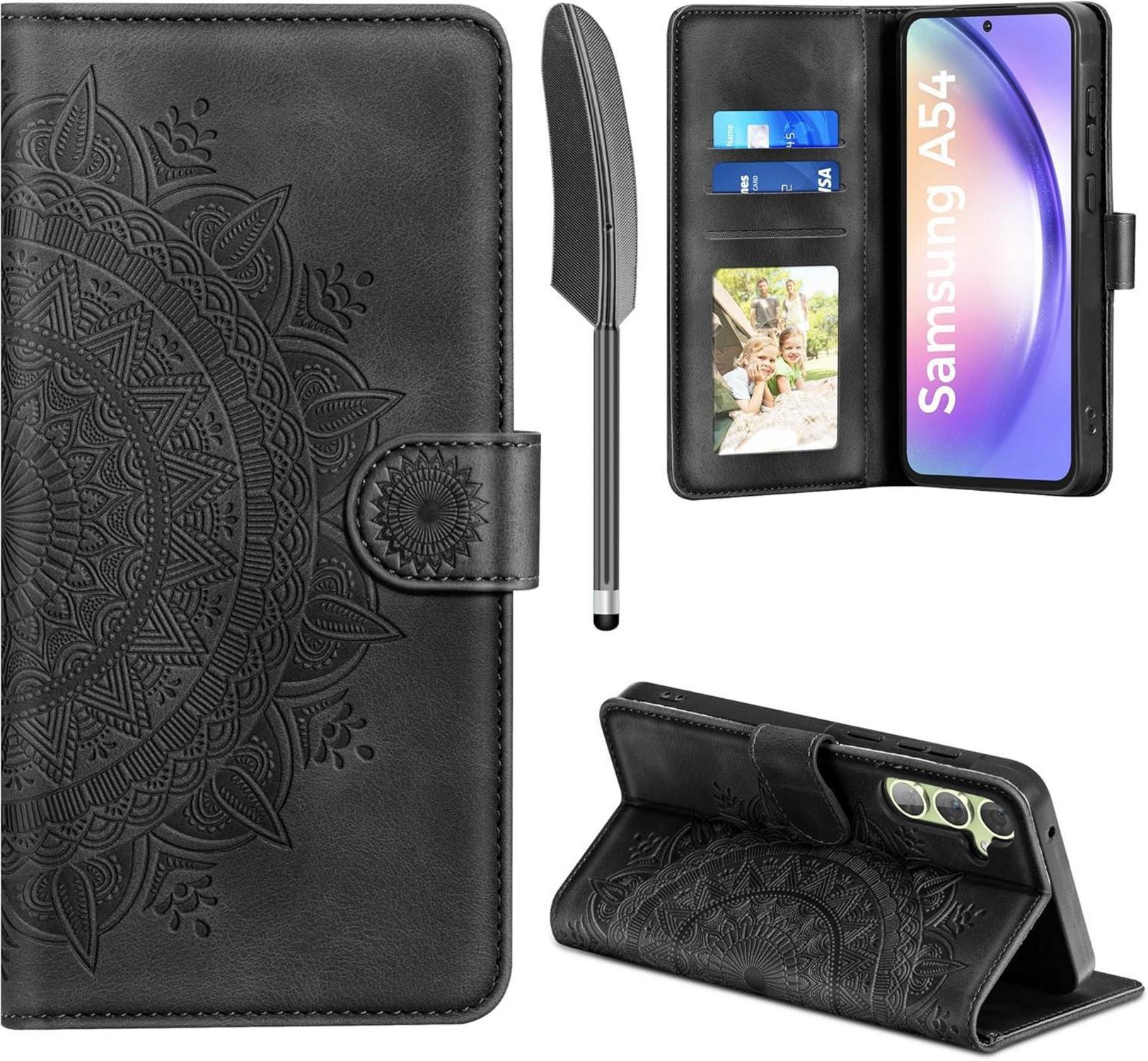 Lederhülle Samsung Galaxy A54 5G Wallet Case Schwarz