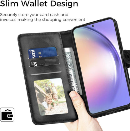 Lederhülle Samsung Galaxy A54 5G Wallet Case Schwarz