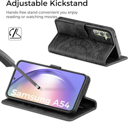 EASDNB Samsung Galaxy A54 5G Lederhülle Wallet Case Schwarz