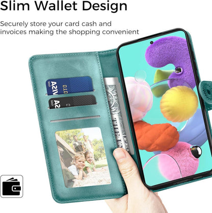 Lederhülle Samsung Galaxy A51 Wallet Case Grün Standfunktion