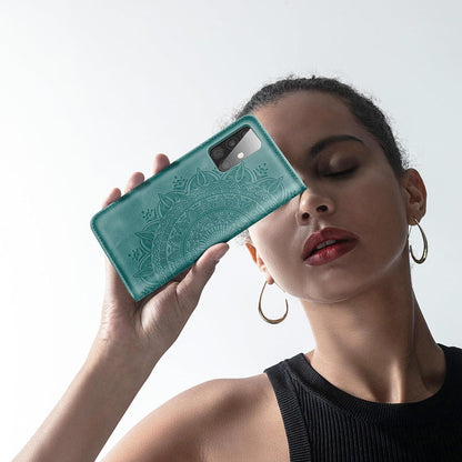 Samsung Galaxy A51 Lederhülle Flip Wallet Case Grün mit Kartenfach