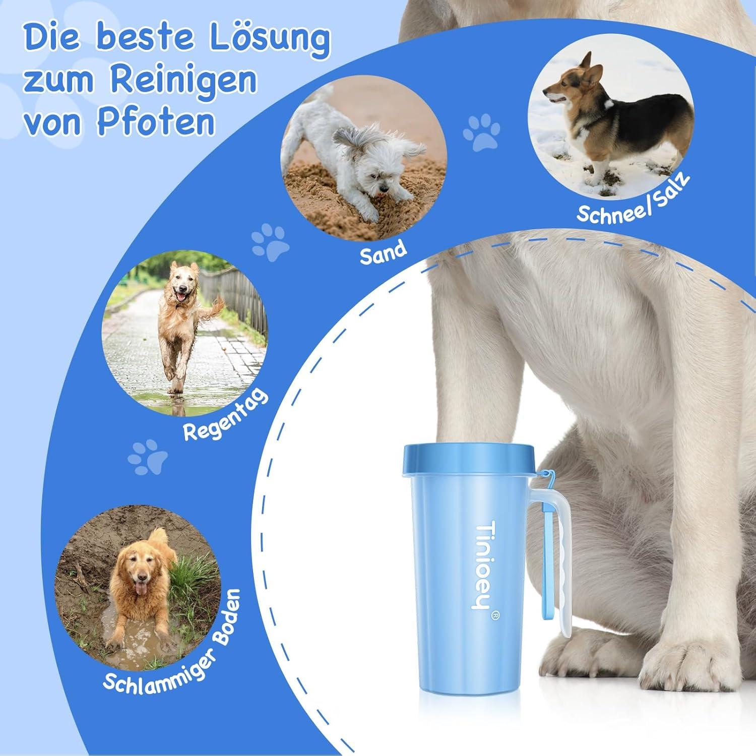 Tinioey Pfotenreiniger für Große Hunde mit Griff und 4