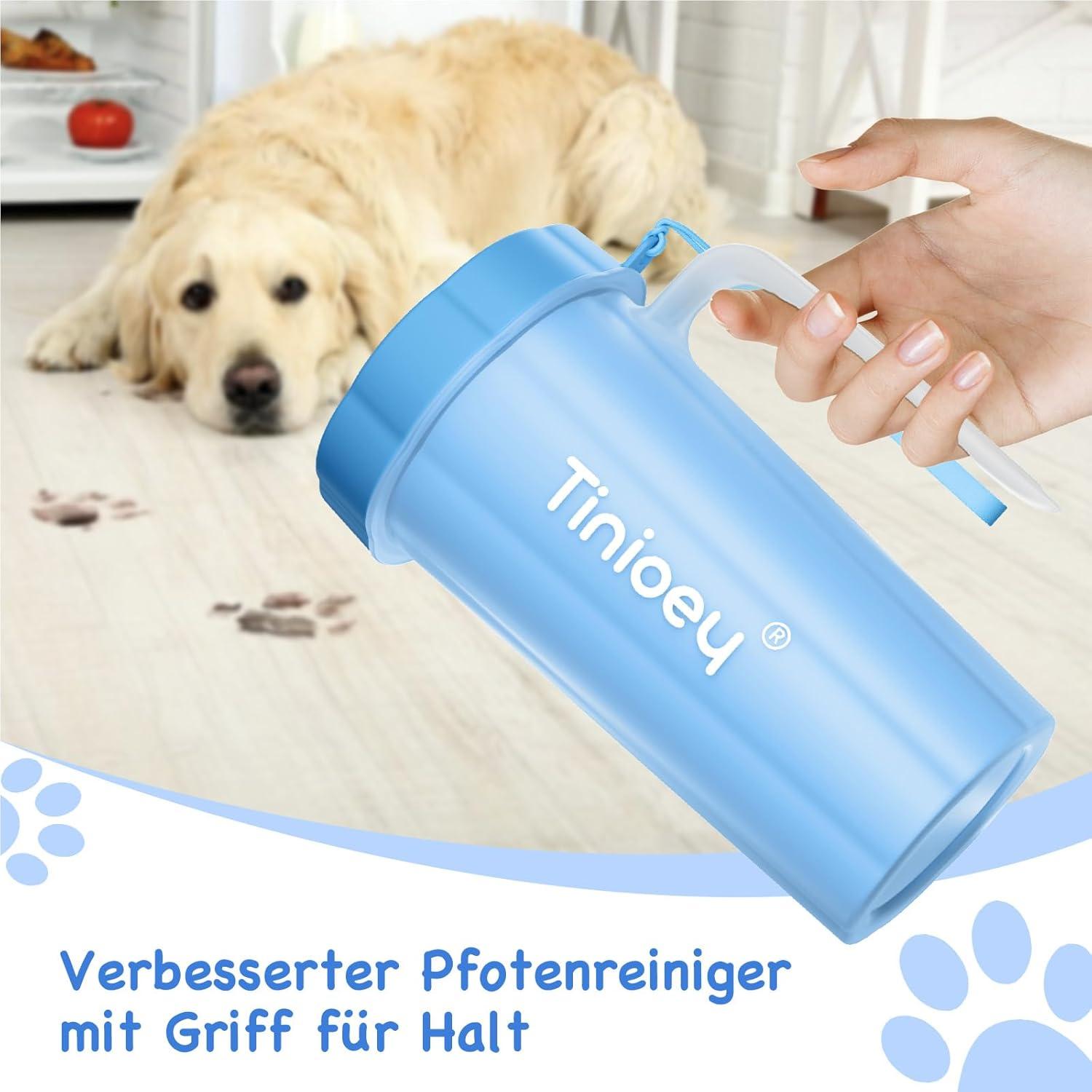 Tinioey Pfotenreiniger für Große Hunde mit Griff Badebürste Hundezubehör Blau