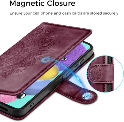 EASDNB Samsung Galaxy A51 Lederhülle Weinrot Flip Wallet Case Standfunktion