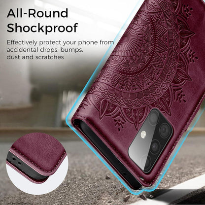 Samsung Galaxy A51 Hülle Wallet PU Leder mit Standfunktion Weinrot