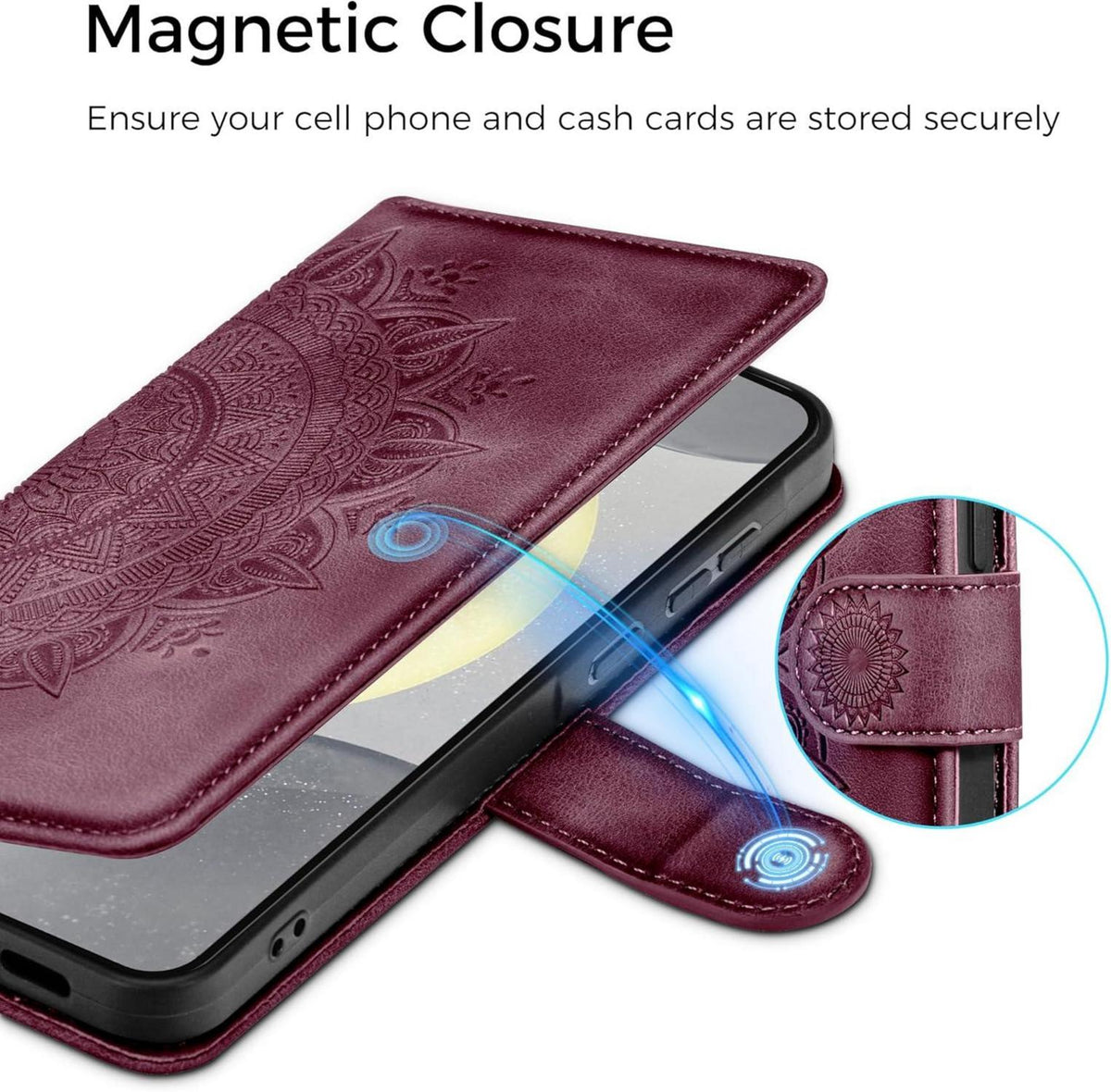 Lederhülle Samsung Galaxy S24 5G Flip Wallet Weinrot