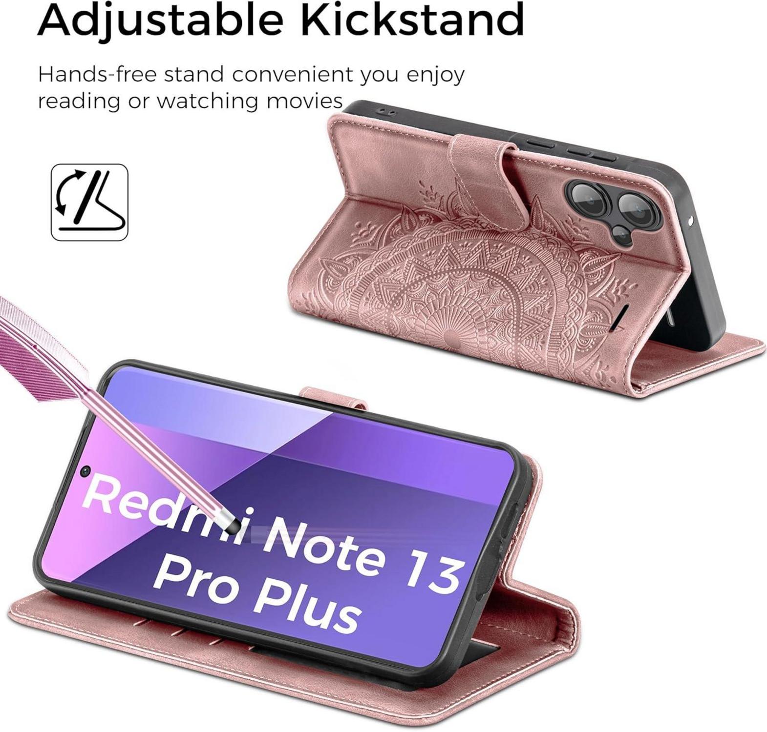 Xiaomi Redmi Note 13 Pro Plus 5G Handyhülle Wallet Case Rosa