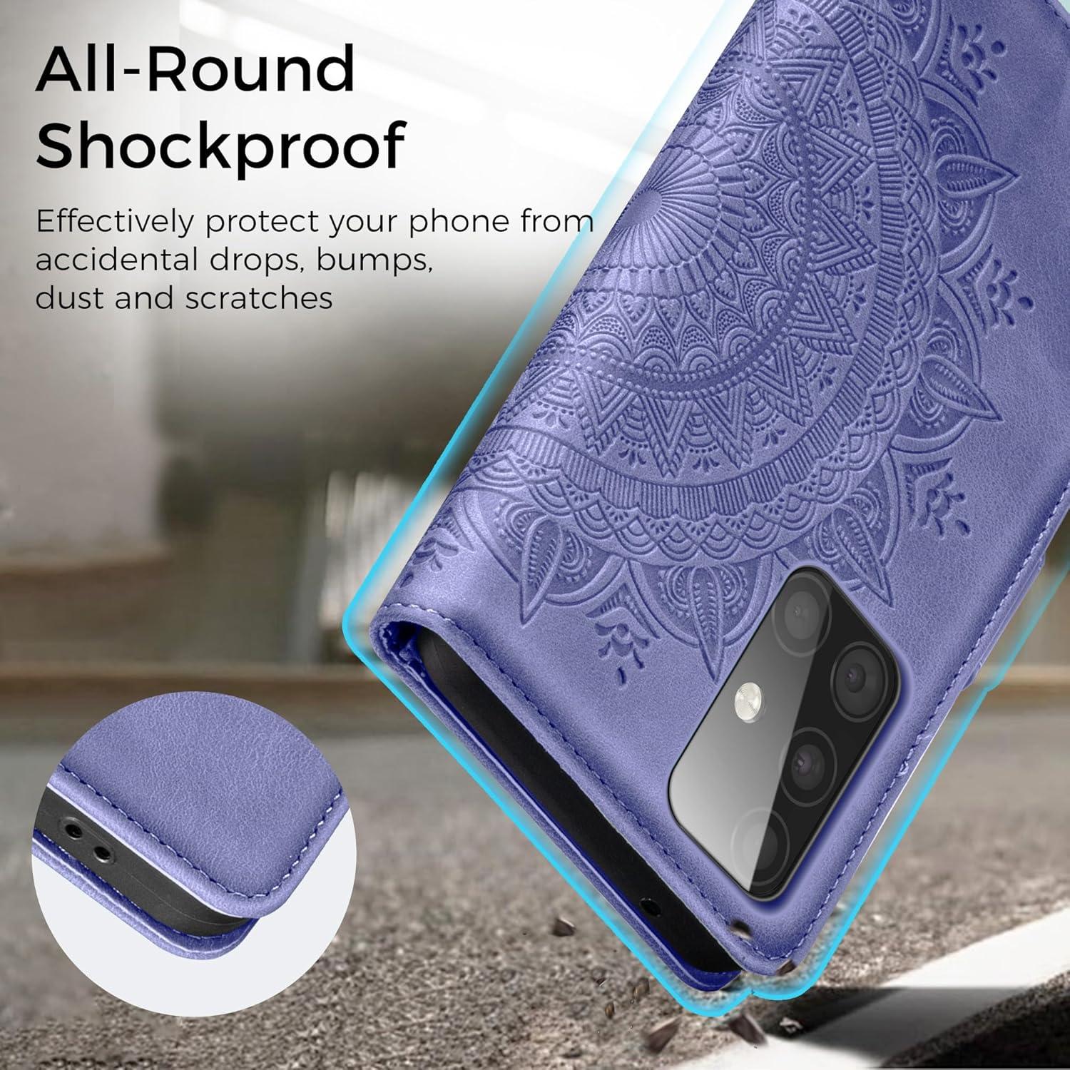 Lederhülle Samsung Galaxy A51 Flip Wallet PU Schutzhülle Lila
