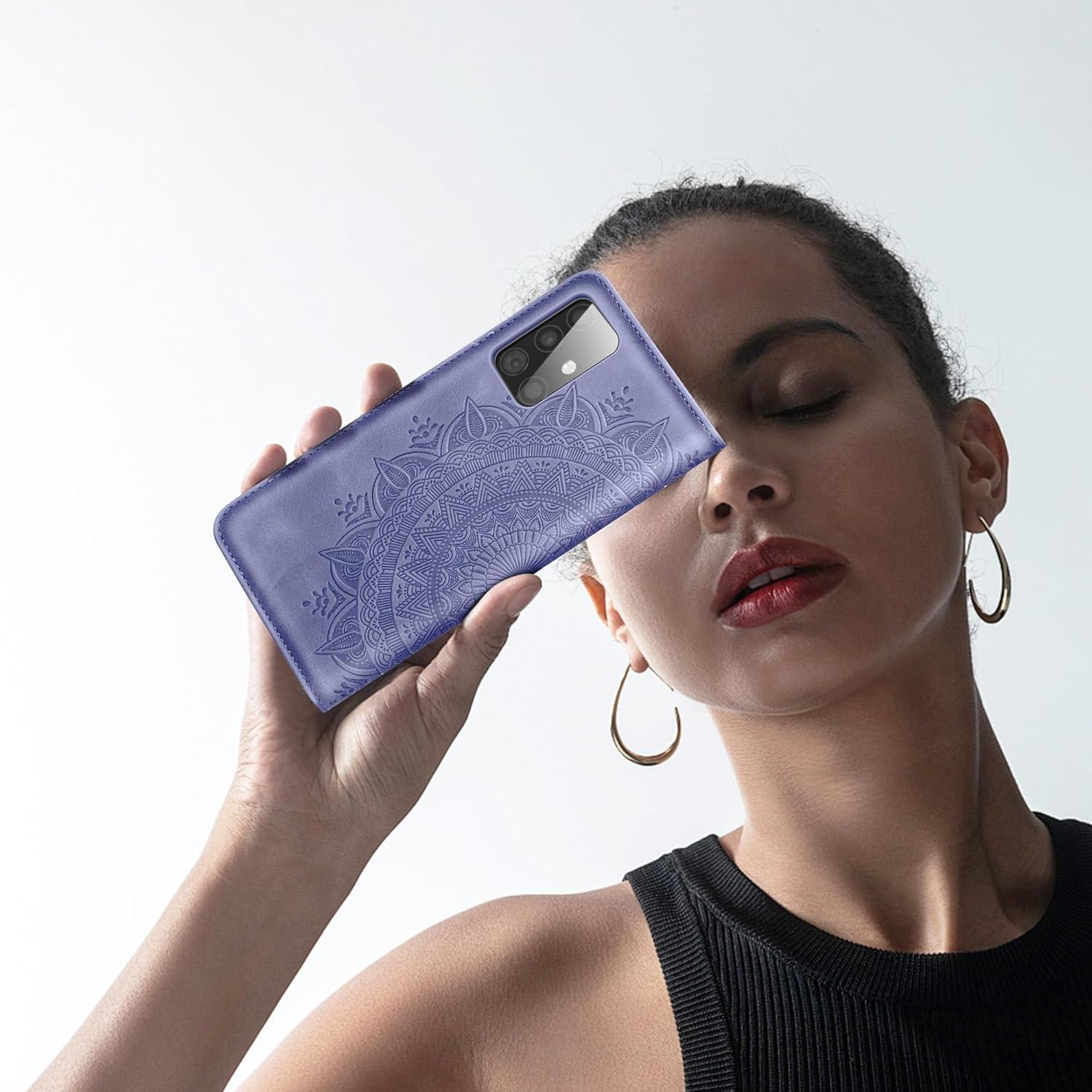 Samsung Galaxy A51 Lederhülle Flip Wallet Case mit Standfunktion - Lila