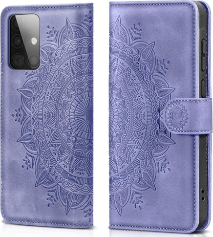 Samsung Galaxy A51 Lederhülle Flip Wallet Schutzhülle Standfunktion Lila
