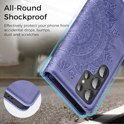 Handyhülle Samsung Galaxy S24 Ultra Flip Wallet Leder Tasche Lila