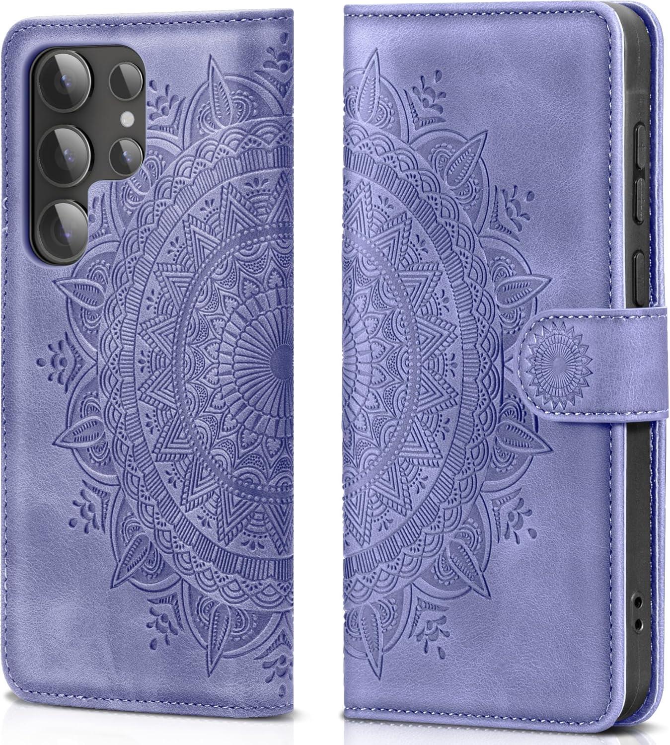 Samsung Galaxy S24 Ultra Handyhülle Flip Wallet PU Leder Schutzhülle Lila