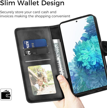 Samsung Galaxy S20 FE Lederhülle Flip Wallet Case Schwarz