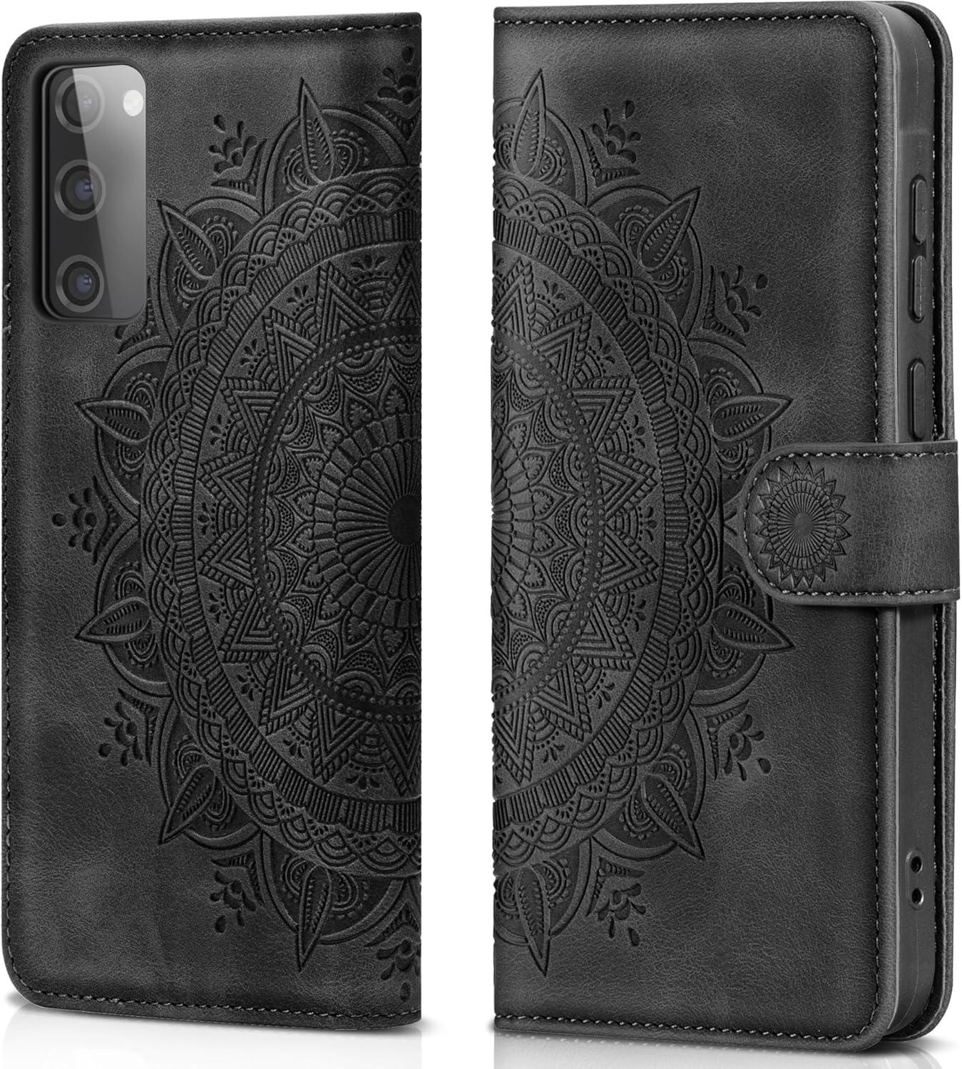 EASDNB Samsung Galaxy S20 FE Leder Flip Wallet Hülle Schwarz