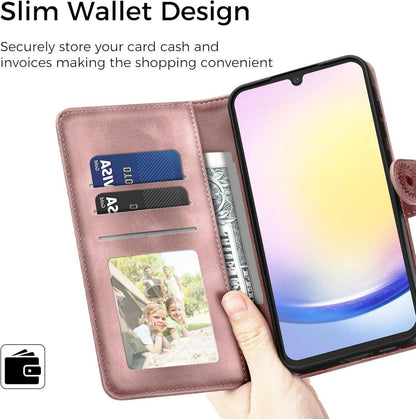 Samsung Galaxy A25 Flip Wallet PU Leder Case Rosa