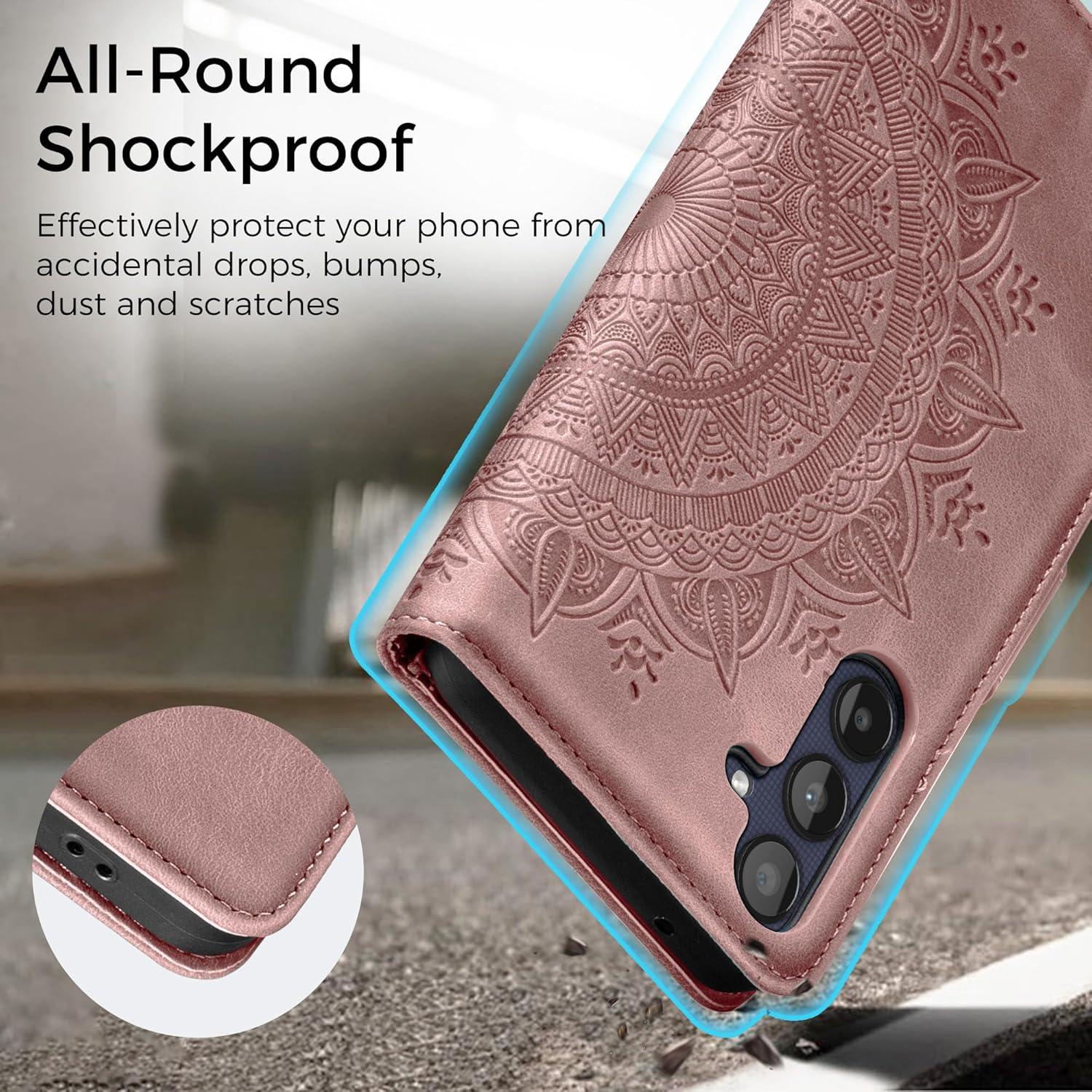 Lederhülle Samsung Galaxy A25 Handyhülle Flip Wallet Case Rosa