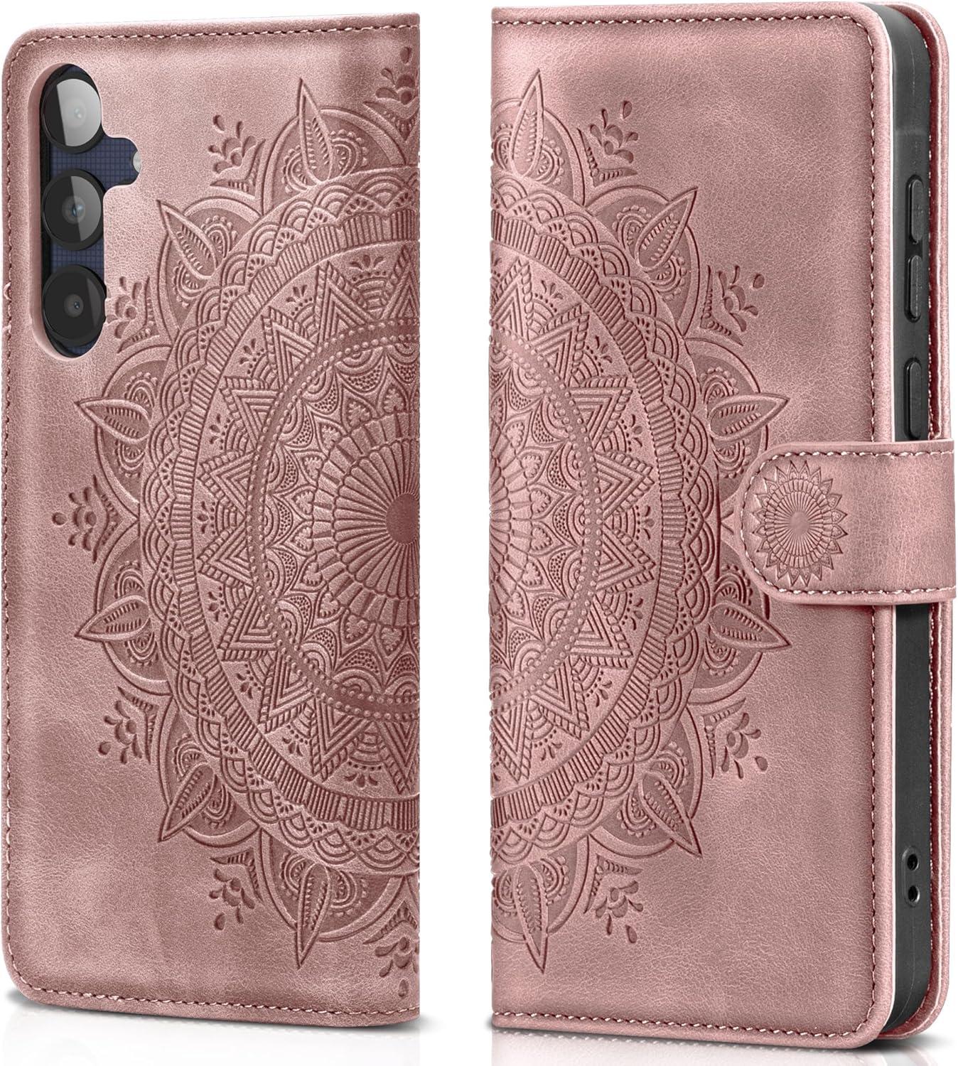 EASDNB Samsung Galaxy A25 Lederhülle Flip Wallet Case Rosa
