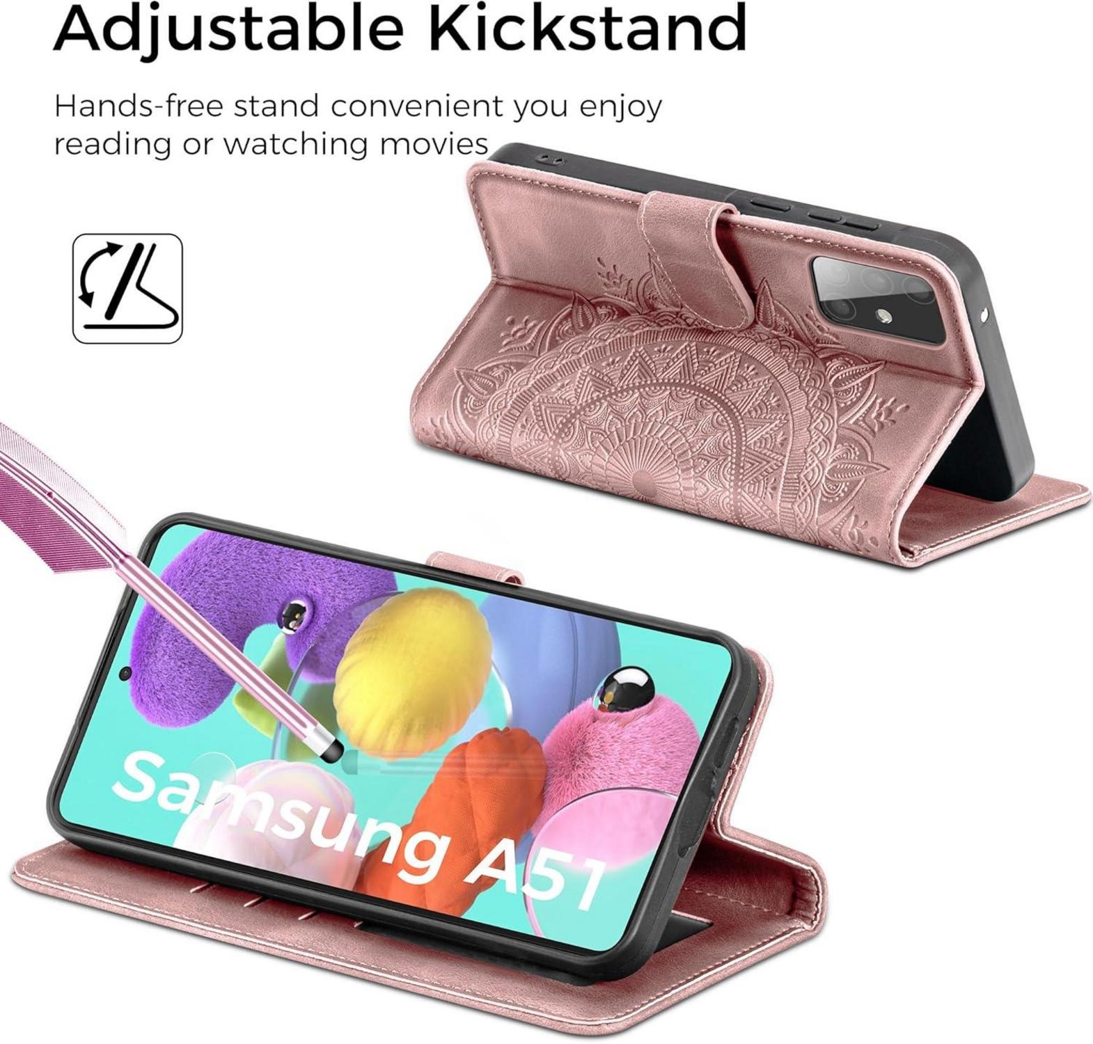 Lederhülle Samsung Galaxy A51 Wallet Case PU Schutzhülle Rosa