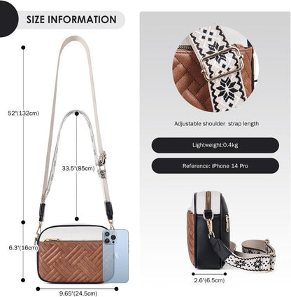 Gesteppte Damen Umhängetasche aus PU Leder - Crossbody Bag mit RFID