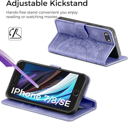 iPhone SE 2020/2022 Lila Flip Handyhülle Kartenfach Magnet Ständer