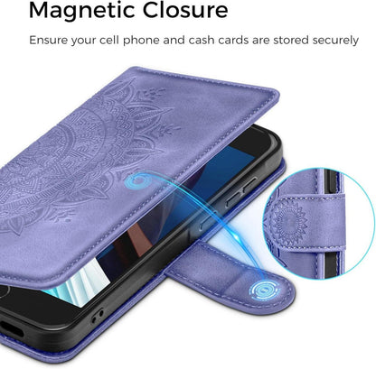 Handyhülle iPhone SE 2022/2020 7 8 Leder Flipcase Wallet Schutzhülle Lila