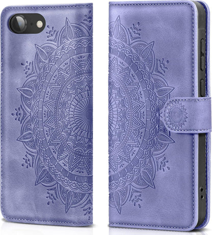 Handyhülle iPhone SE 2022/2020 7 8 Leder Flipcase Wallet Schutzhülle Lila