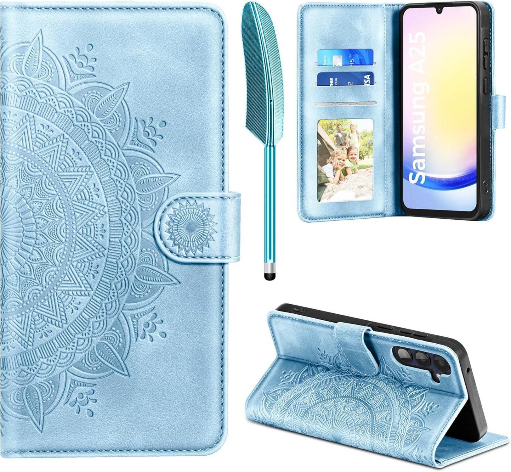 Samsung Galaxy A25 Hülle Leder Flip Wallet Case Prägung Schutzhülle