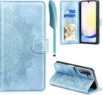 Samsung Galaxy A25 Hülle Leder Flip Wallet Case Prägung Schutzhülle