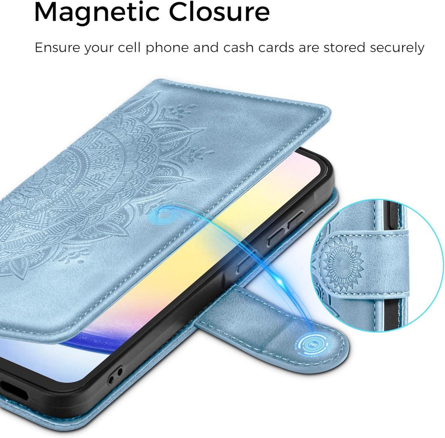 Samsung Galaxy A25 Lederhülle Flip Wallet Case PU Himmelblau