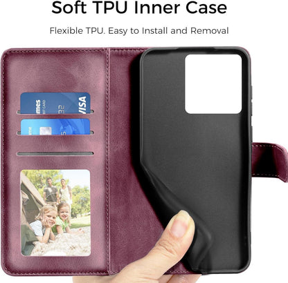 Handyhülle Xiaomi Redmi Note 13 Pro 5G Flip Wallet Leder Weinrot